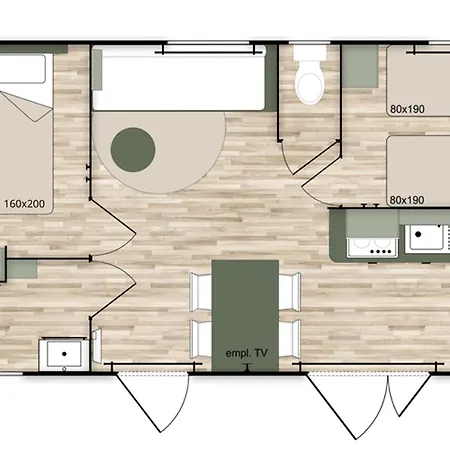 Mobil-home Confortable 4 Pers Avec Terrasse - Api-1-52-611 Kamp alanı