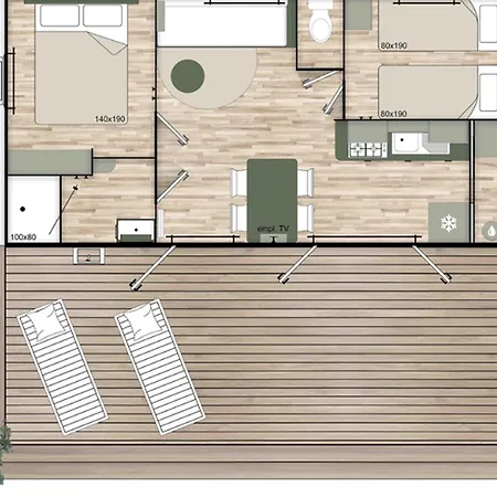 אתר קמפינג Mobil-home Confortable 4 Pers Avec Terrasse - Api-1-52-611 Granges-Aumontzey